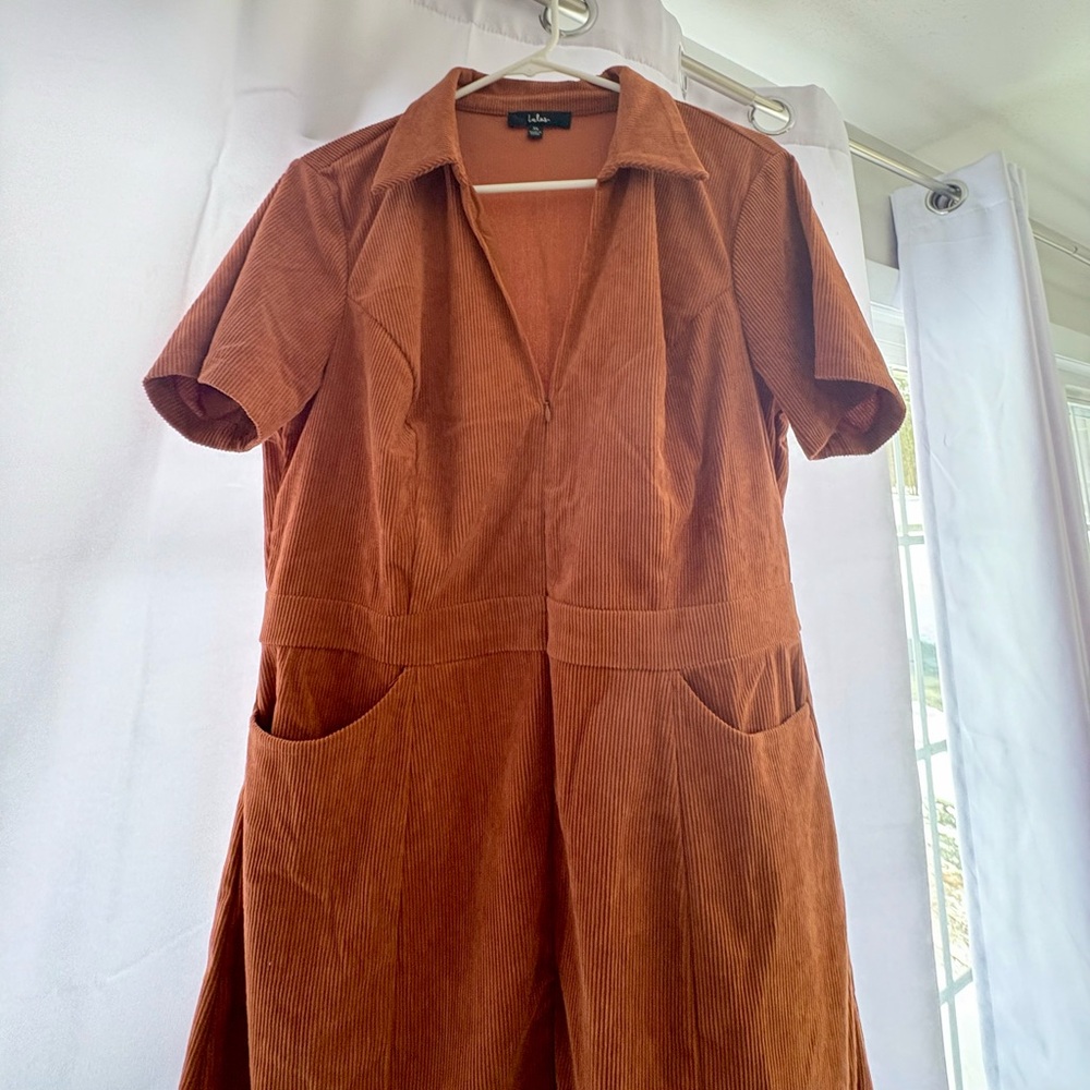Lulus Go-Getter Rust Orange Corduroy Extra Large Mini Dress